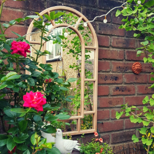 Mirror on a garden wall