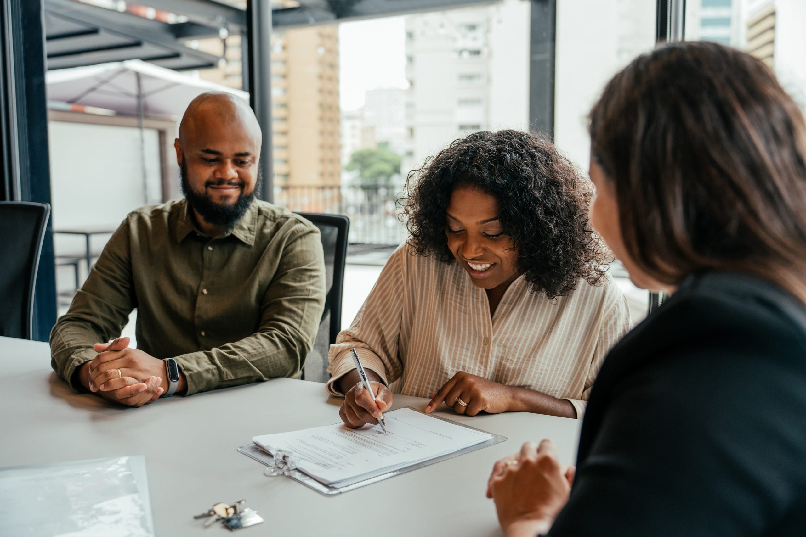 Couple receiving mortgage advice in Hertfordshire