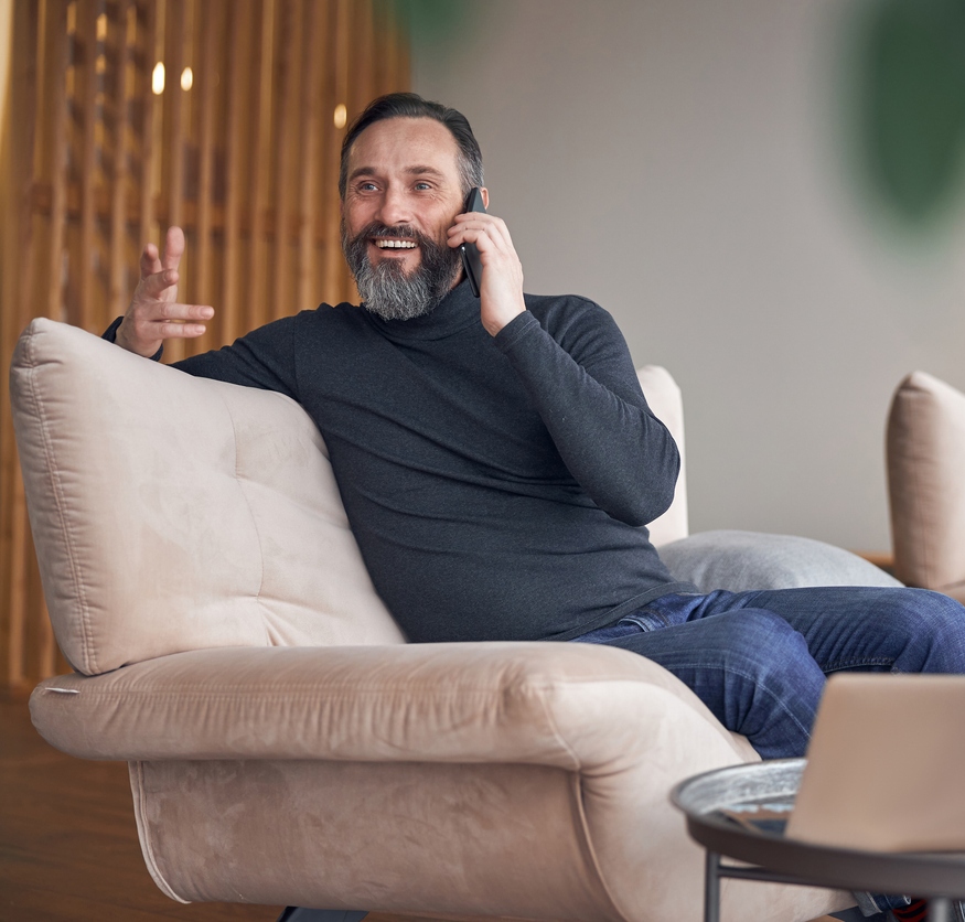 Man on a phone call with a mortgage adviser